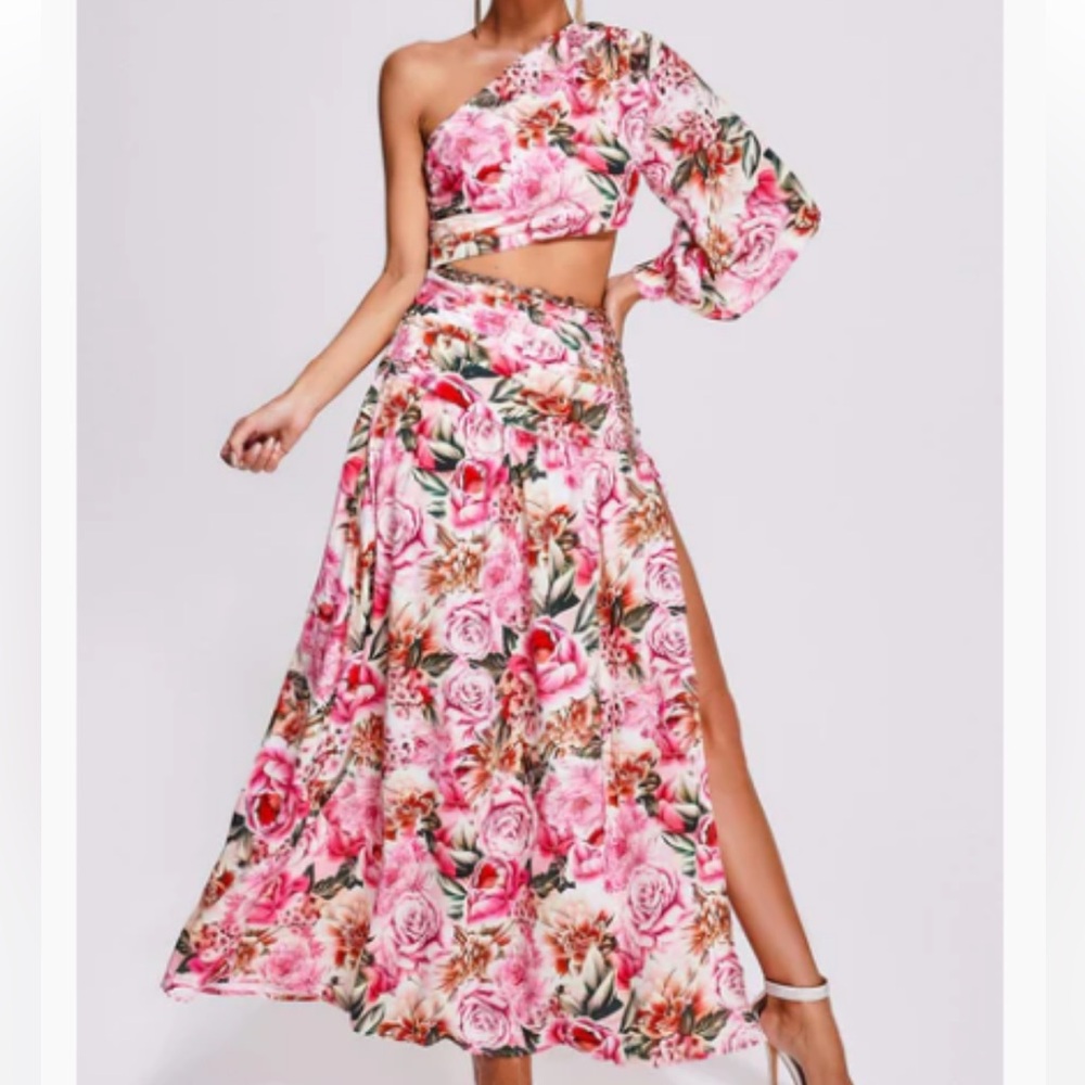 Bella Barnett Maria Floral One Shoulder Maxi Dress size small